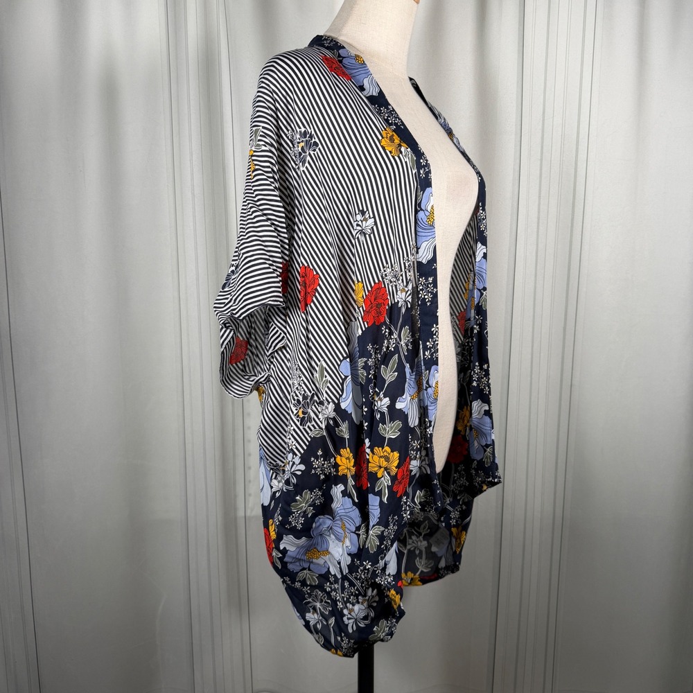 NWT LOFT Outlet‎ Mixed Print Kimono | Floral & Striped Boho Wrap